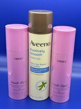 2x Truly Hydra Smooth Legend Shave Cream + Aveeno Smooth Shave Gel New/Sealed